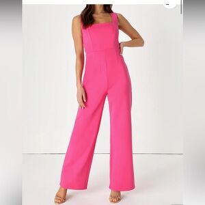 Lulus Baby, You're The One Hot Pink Sleeveless Jumpsuit